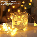 33Feet 100 Leds Globe String Lights, 8 Modes Usb Ball String Lights With Remote For Indoor/Outdoor Commercial Decor, Gar