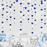 52 Ft Navy Blue Silver Love Heart Garlands Silver Royal Blue Hanging S