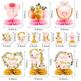 12PCS Spring Floral Baby Shower Honeycomb Table Centerpieces, "Baby in Bloom"