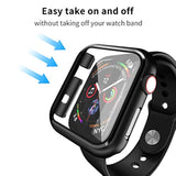 Case Compatible With Apple Watch Series 3 & Series 2 38Mm With Built In Tempered Glass Screen Protector- All Around Hard Pc Case Overall Protective Cover - Black