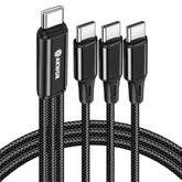 Usb C Multi Charging Cable 3 In 1, 60W Usb C Cable With 3 Separate 4Ft Type -C Branches Nylon Braided, Type C Charger Cord Fast Charging For Apple And Android Devices