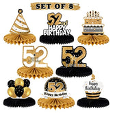 Happy 52Nd Birthday Table Honeycomb Centerpieces Cheers To 52Nd Birthday 52 Years Old Party Table Decorations Gift Sign.