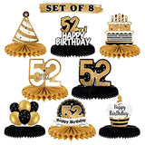 Happy 52Nd Birthday Table Honeycomb Centerpieces Cheers To 52Nd Birthday 52 Years Old Party Table Decorations Gift Sign.