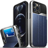 VENA vCommute Wallet Case Compatible with Apple iPhone 12 Pro Max (6.7"-inch), (Military Grade Drop Protection) Flip Leather Cover Card Slot Holder with Kickstand - Blue