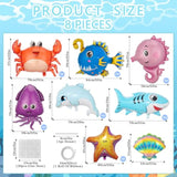 8pcs Sea Animal Foil Balloons for Ocean Themed Baby Shower and Birthday Decor