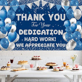 We Appreciate You Banner Backdrop Large Blue Silver Photo Booth Backdrop Employee Thank You Banner Employee Appreciation Decor for Teachers Nurses Graduations Staff Recognition Events