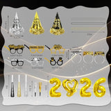 40 Pcs Black Gold Happy New Year 2026 Party Supplies Set