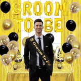 Bachelor Party Decorations For Men, Groom To Be Sash Balloons, Black A
