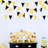 32Ft Yellow Black White Pennant Banner – 36Pc Bee Theme Fabric Bunting Garland