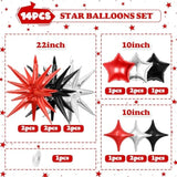 14pc Red, Black & Silver Star Balloon Kit 22" Explosion & 10" Star Foils
