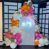 152Pcs Hot Pink And Orange Balloon Garland Arch Kit With Boho Nude Met