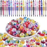 120PCS 14mm Large Hole Murano Glass Beads for Jewelry, Pens & Crafts (Multicolor)
