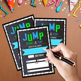 Trampoline Jump Birthday Party Invitations, Bounce House Birthday Invitations For Boys Girls, Kids Birthday Invites, Theme Birthday Party Decorations, 20 Invitations With 20 Envelopes - B02