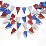 Red White Blue Patriotic Triangle Flag Banner Fourth Of July Decorations 4Th July Garland Pennant Bunting Decor Memorial Day Usa Party Decorations For Independence Day Parade