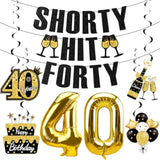 40th Birthday Decorations for Women with Banner, Balloons, and Swirls