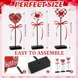 3 Pieces Valentine'S Day Table Decorations Wooden Heart Set,Rustic Valentine'S Day Tiered Tray Decor For Home Tables (Classic)