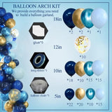 Birthday Party Blue Balloon Arch Kit Navy Metallic Pastel Blue And Gold Balloon Garland Kit For2025 Graduation Party Decorations Father'S Day Baby Shower Wedding