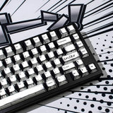 Retro Manga Pbt Keycaps, Black White Japanese Anime Keycap, 141 Keys Custom Cherry Profile Key Caps Set, Dye Sub Gaming Keycap For 60% 65% 75% 95% Mechanical Keyboard Cherry Mx Gateron Switches