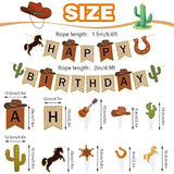 60 Pcs Western Cowboy Birthday Party Decoration, Rodeo Retro Theme Party Supplies Horse Balloons Happy Birthday Banner Cake Topper Hanging Swirls Balloons Kit Western Country Cowboy