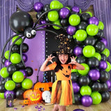 Halloween Balloon Arch Kit - Black, Green & Metallic Purple with Spider and Long Balloons