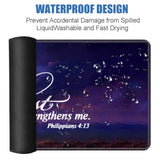 Desk Pad Mat Gaming Mouse Pads With Coasters, Large Extended Gaming Mousepad (31.5 X 11.8 Inch) With Non-Slip Base & Stitched Edge For Home Office Work Gaming, Bible Verse Philippians 4:13