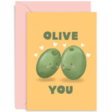 Old English Co. Funny Anniversary Card For Him Her - Cute Romantic Olive You Pun Card For Wife, Husband, Boyfriend, Girlfriend | Blank Inside With Envelope