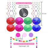 Happy Birthday Banner, Rainbow Birthday Banner, 6 Honeycomb Balls, 8 Metallic Hanging Swirls And Circle Parper Garland, Happy Birthday Decorations