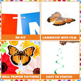Hello Spring Paper Flower Banner Spring Sunflower Hanging Swirl Decoration Floral Party Banner Garland Kit Flower Hanging Streamers For Mantle Fireplace Indoor Outdoor Home Classroom