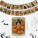 Vintage Halloween Banner Pumpkin Retro Hanging Garland Bunting Flag for Indoor Party Decor