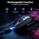 Bluetooth Wireless Gaming Mouse,12500 DPI RGB Ergonomic Mouse with Tri-Mode (2.4G/USB-C/Wired), Rechargeable Gamer Mice for Computer, Mac, iPad,