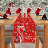 Merry Christmas Table Runner Flamingo Snowflake Red Table Decoration For Home Seasonal Winter Xmas Holiday Indoor Kitchen Dining Decor 13X72 Inch