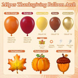 141PCS Thanksgiving Balloon Arch Kit with Mustard Burgundy Orange Fall Balloons