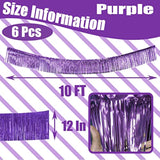 6 Pack 10 Feet Foil Fringe Garland Metallic Tinsel Streamers Banner Wall Hanging Backdrop Banner For Parade Floats, Thanksgiving, Christmas, Birthday, Halloween Party Decorations(Light Purple)