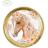 Horse Birthday Party Supplies, 20 Plates And 20 Napkins, Cowgirl Wild Horse Birthday Party Baby Shower Decorations Supplies Paper Plates Napkins For Girls Kids 20 Guests