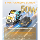 Charging Station For Multiple Devices Apple,50W Usb Multi Charging Station For Iphone,Ipad,Cell Phone,Android,Ipad,Tablet,Kindle And More,With 6 Mixed Cables?Space Gray?