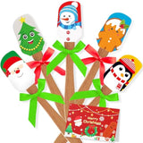 10 Sets Christmas Silicone Spatula Cake Spatula Bulk Cooking Scraper With Wooden Handle Xmas Greeting Card Ribbon For Christmas Decoration Holiday Gifts Kitchen Party Favors (Cute Style)