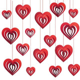 40Pcs Valentine'S 5D Glittering Heart Hanging Foil Decorations, Swirl Red Hollowed Heart Hanging Heart Garland For Valentine'S Engagement Wedding Bridal Shower Anniversary Party Decorations