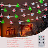 Christmas Lights Decorations Battery Operated, 17Ft 50 Led Christmas Tree Santa Snowman String Lights With Timer, Xmas F