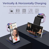 Wireless Charging Station For Samsung/Android, Fast Wireless Watch Charger Station Compatible For Samsung Galaxy S25 Ultra/S24/S23+/Z Flip 6/5 Fold 6/5, Watch7/6/Pro/Active 2 Galaxy Buds3/2 Pro(Black)