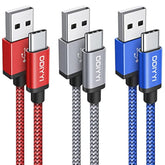 Usb Type C Cable Fast Charging (3-Pack 3Ft), Usb To Usb C Cable Braided Charger Cord For Iphone 16E 16/15,15/16 Pro,15/16 Plus,15/16 Pro Max, Samsung Galaxy S25/S25 Ultra S24 S23, Usba To Usbc