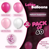 Metallic Pink Balloon Arch Kit - 12 Inch, Pack Of 60 | Pink Confetti Balloons For Princess Birthday Decorations, Birthday Decorations For Women | Baby Shower | Graduation Decoration Balloons