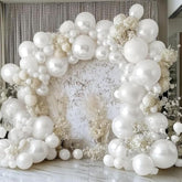 Pearl White Balloons Double Stuffed Pastel White Balloon Garland Different Sizes 18/12/5In Cream Balloon Arch Kit For Wedding Birthday Bridal Baby Shower Party Decorations