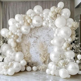 Pearl White Balloons Double Stuffed Pastel White Balloon Garland Different Sizes 18/12/5In Cream Balloon Arch Kit For Wedding Birthday Bridal Baby Shower Party Decorations