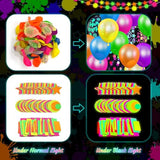 Neon Birthday Party Decoration Glow In The Dark Party Supplies Happy Birthday Backdrop Banner Neon Fluorescent Balloons Garland Arch Star Hanging Swirl Black Light Reactive Glow Tape Neon Streamer