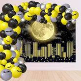 129pcs Superhero City Backdrop & Balloon Arch for Bat-Themed Parties
