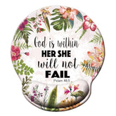 Bible Quote Mouse Pad, Psalm 46:5 God Is Within Her, She Will Not Fall - Mousepad, Watercolor Floral Mousepad With Wrist Support, Cute Wrist Pad For Computer, Laptop, Home Office Gaming, Working.…