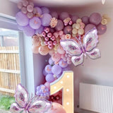 Butterfly Balloon Arch Kit - 142Pcs Pastel Pink & Purple Balloons With Butterfly Stickers & Large Foil Balloons For Girl'S Baby Shower, Wedding, Birthday Party Decorations
