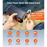 Power Bank Wireless Charger 45800Mah Built In Hand Crank And 4 Cables 15W Fast Charging Power Bank 7 Outputs & 4 Inputs Solar Portable Charger, Sos/Strobe/Strong Flashlights, Compass