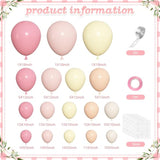 Pink And Yellow Balloons Arch Kit, 152 Pcs Pastel Light Pink Yellow Sand White Apricot Balloon For Birthday Baby Bridal Shower Wedding Bee Bear Themed Groovy Easter Party Decorations