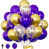 Purple and Gold Balloon Set: 60PC Party Decorations